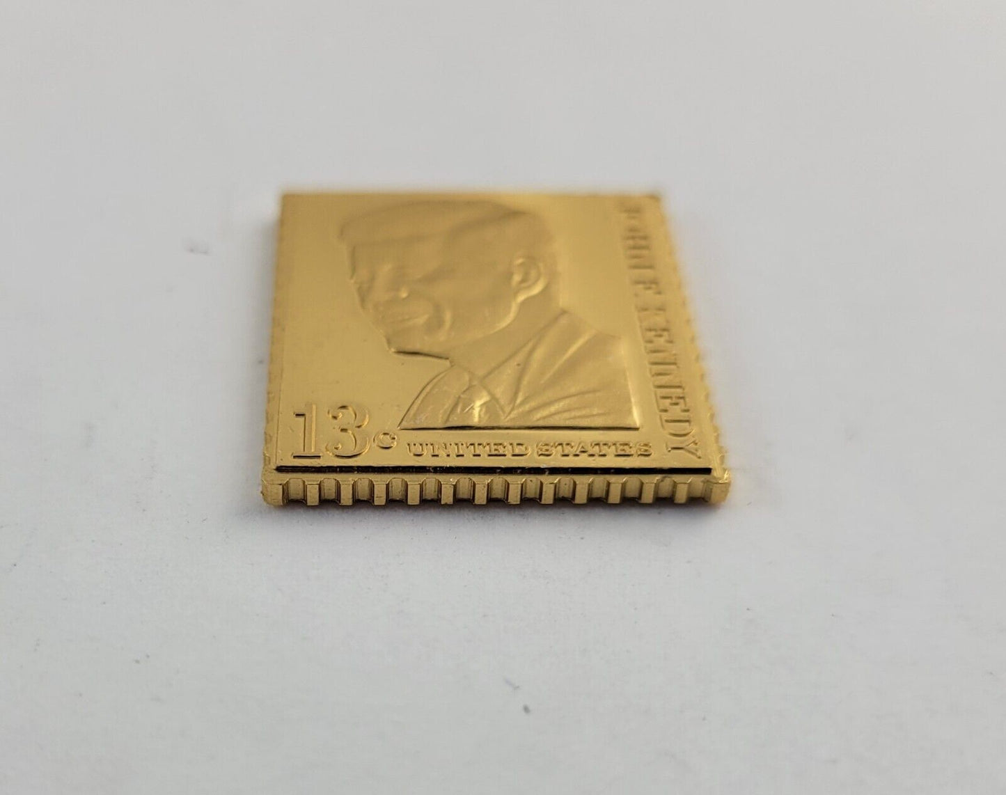 USPS United We Stand .999 Fine Silver Gold Plated Stamp John F. Kennedy .35oz.