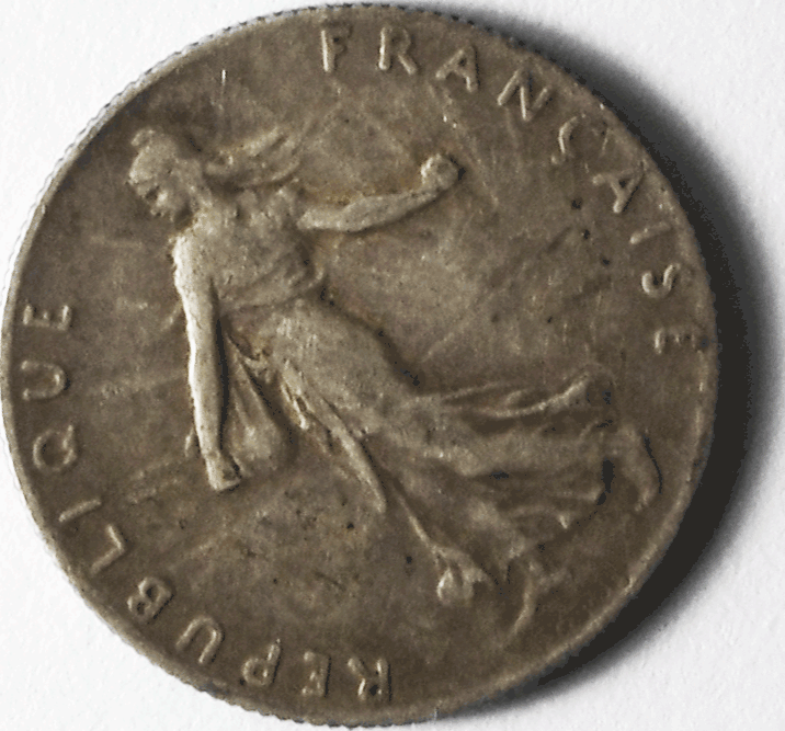 1913 France 50 Centimes Silver Coin KM# 854