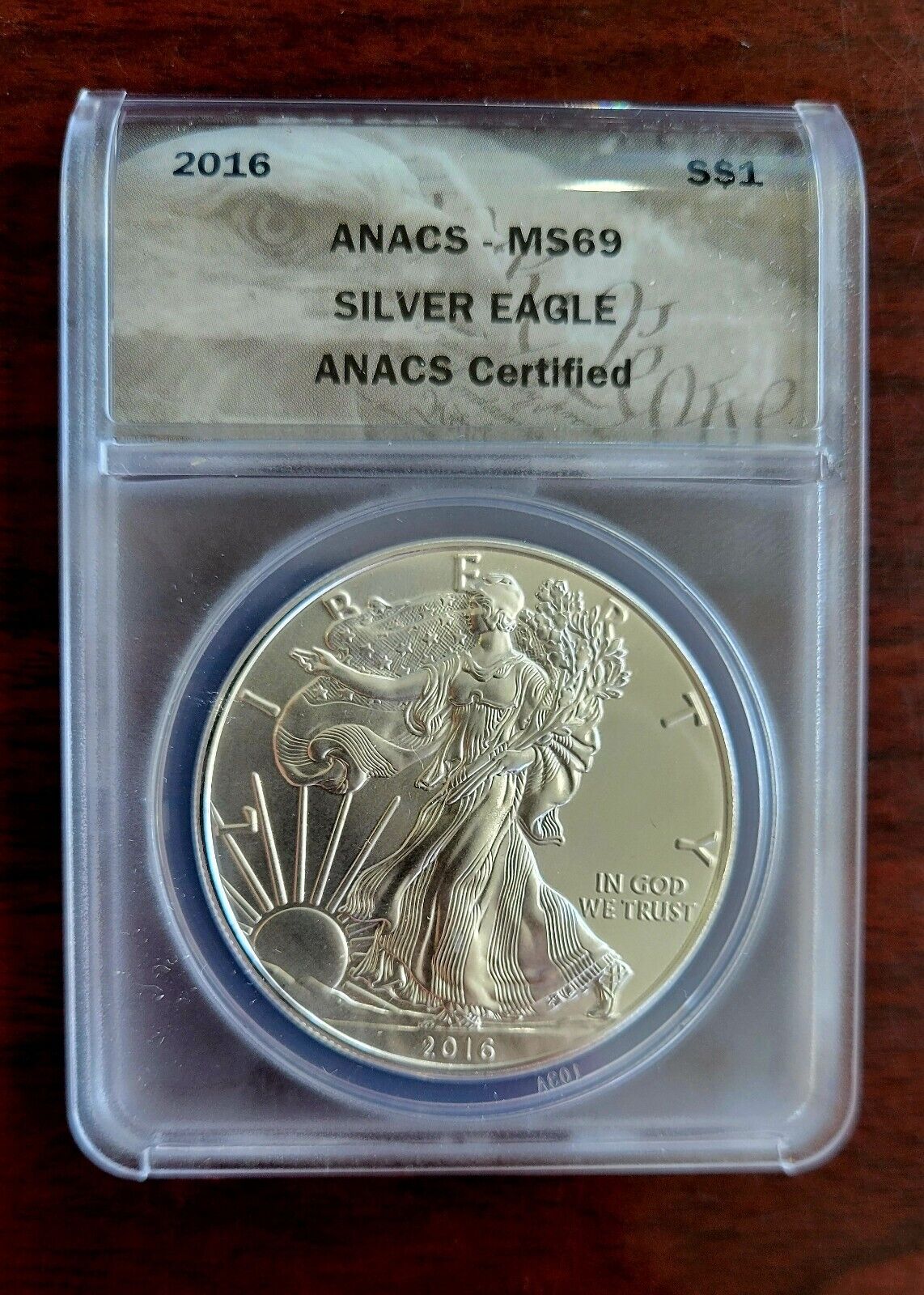 2016 $1 American Silver Eagle ANACS MS69 Silver Dollar .999 Fine Silver 1oz.