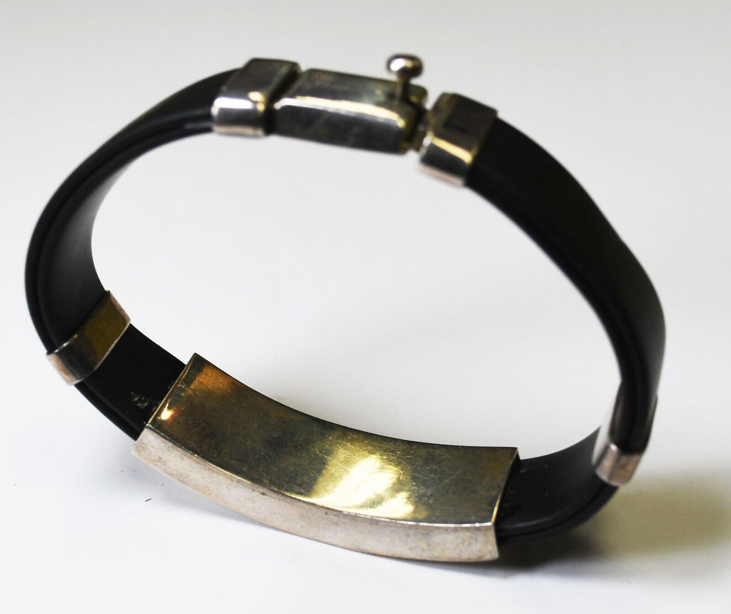 Sterling Silver Mexico Rubber 17mm ID Bracelet 8"