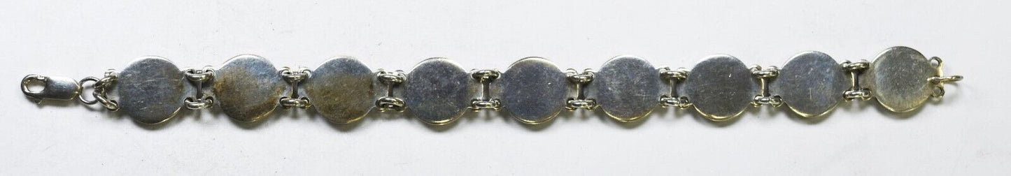Sterling Silver Sun Round Link Bracelet 13mm 7" Wrist