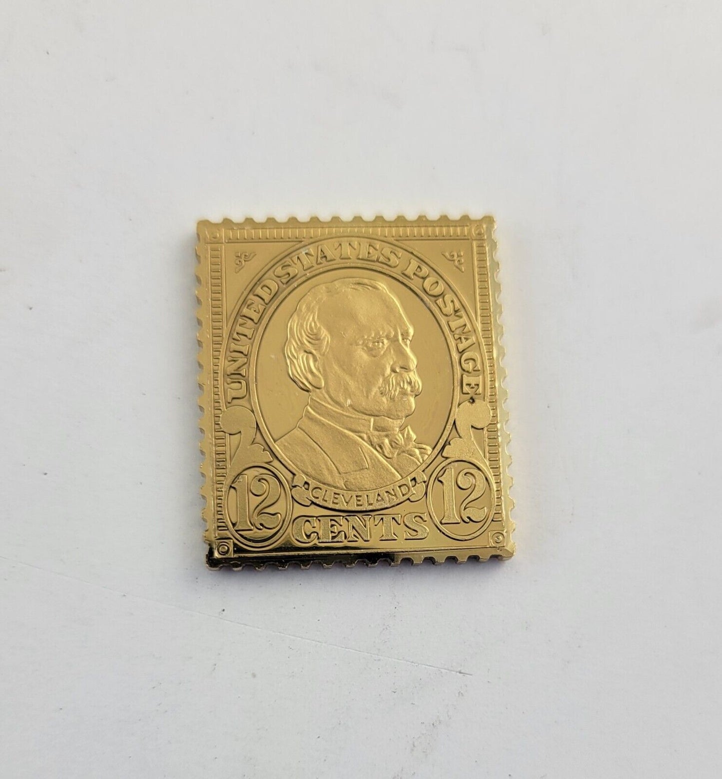USPS United We Stand .999 Fine Silver Gold Plated Stamp Grover Cleavland .35oz.