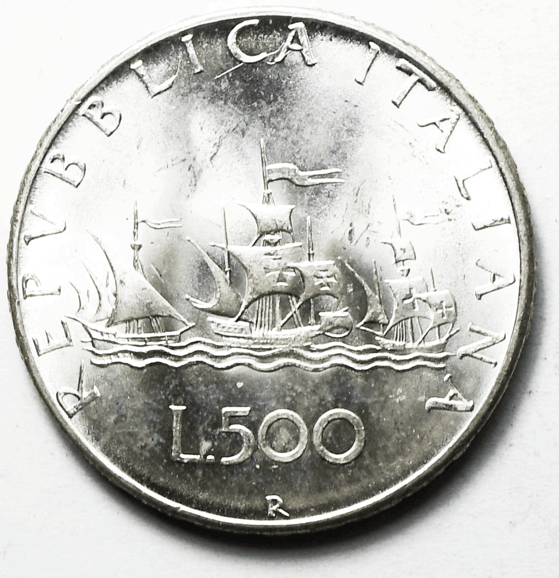 1967 R Italy 500 Lire KM# 98 Silver Coin Uncirculated