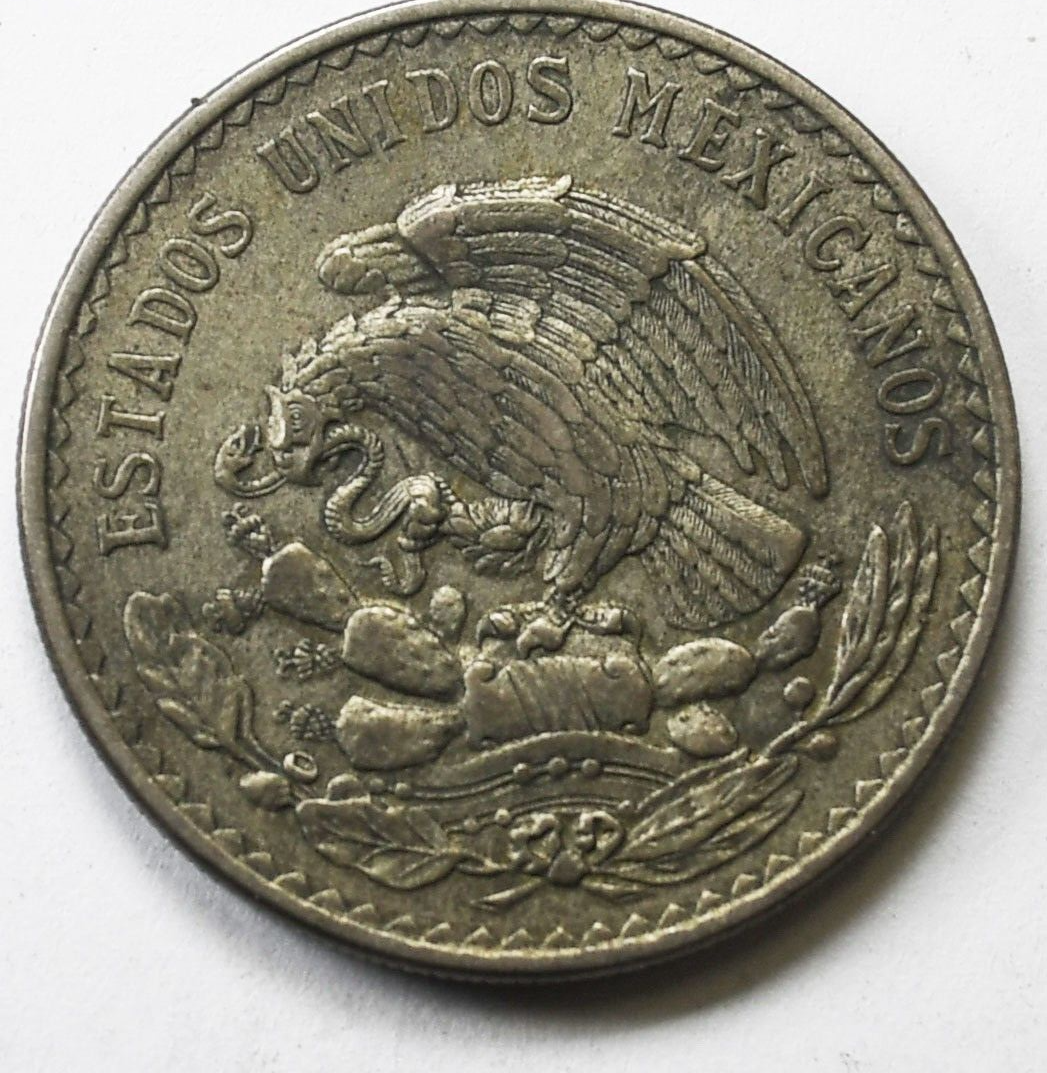 1947 Mexico Estados Unidos Mexicanos 1 One Peso Silver Coin KM#456