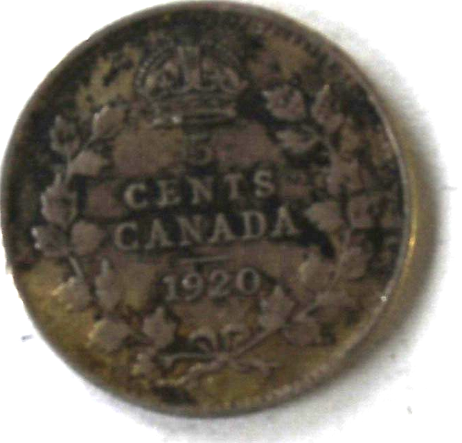 1920 Canada 5c Five Cents Silver Coin Half Dime KM# 22a