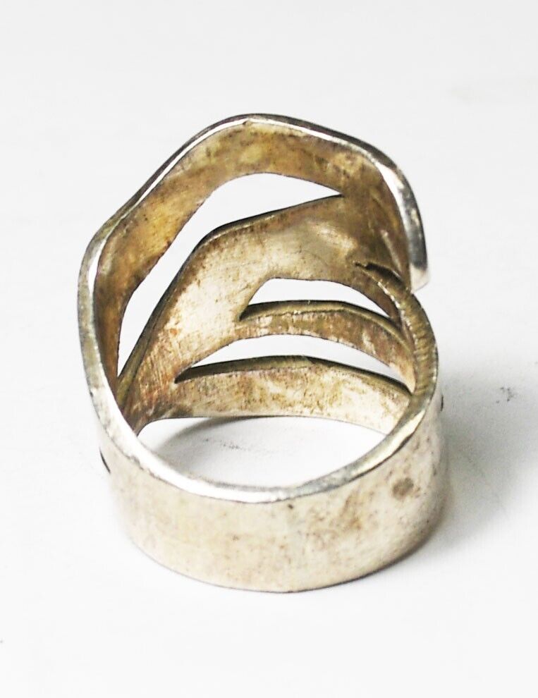 Sterling Silver Filigree Tiger Stripe Band Ring 21mm Size 6