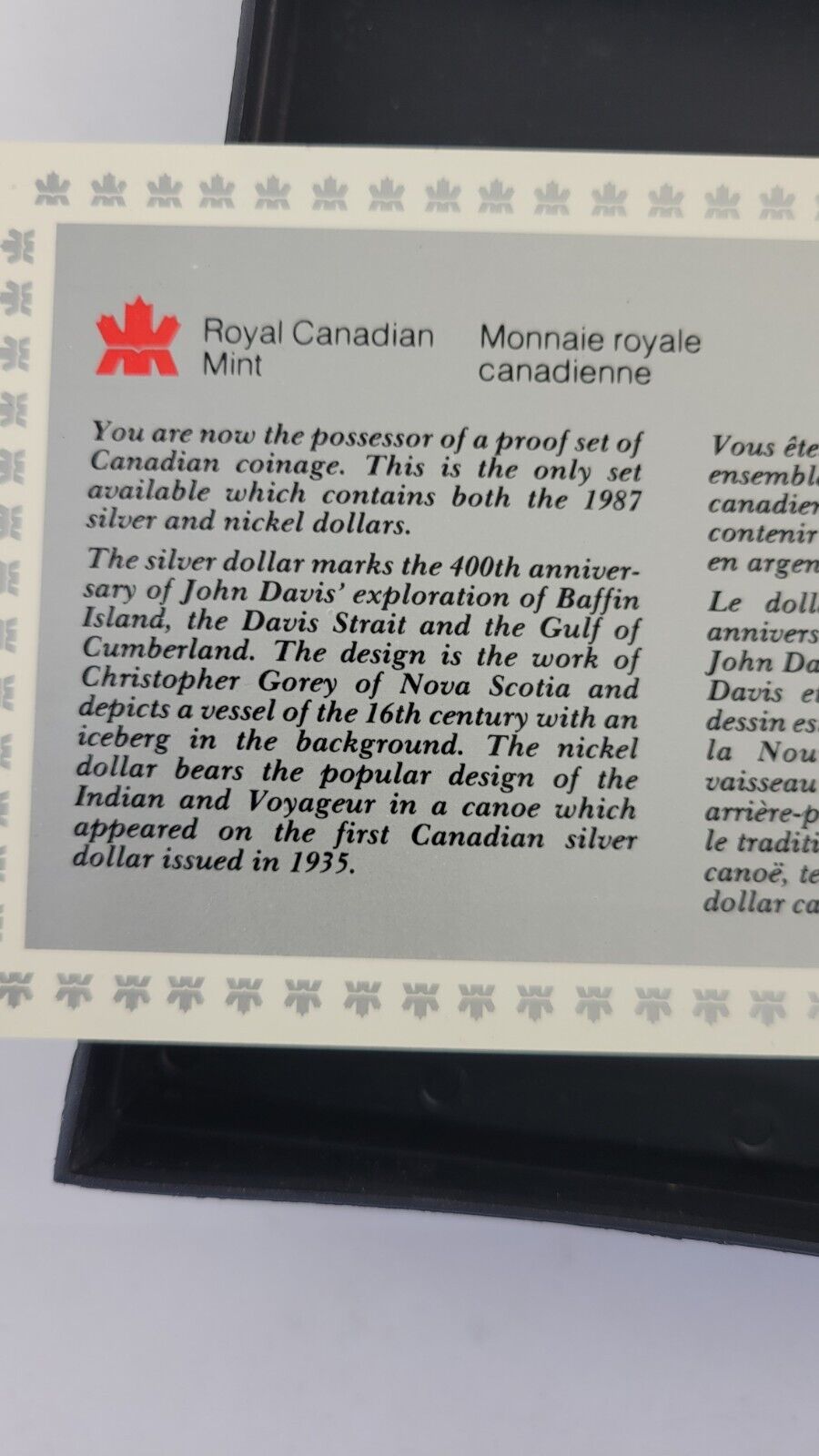 1987 Canada Proof Set 7 Coin Detroit de Davis Strait Canadian w/Box & COA