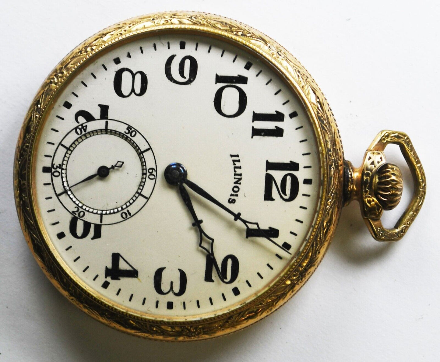 1924 Illinois Size 12 Grade 405 OF Time King Deco GF Pocket Watch Matte Dial