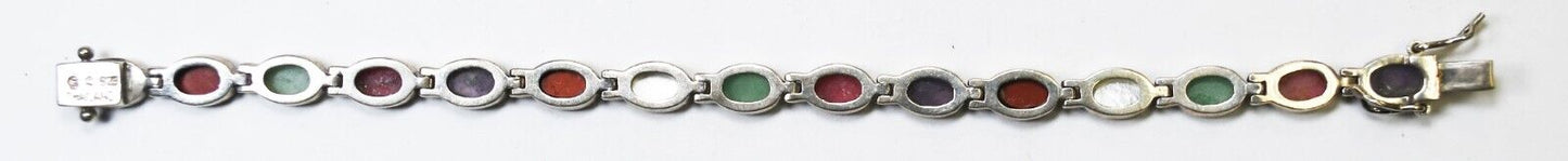 Sterling Silver SU Thailand Multi Stone Bracelet 6mm 7"