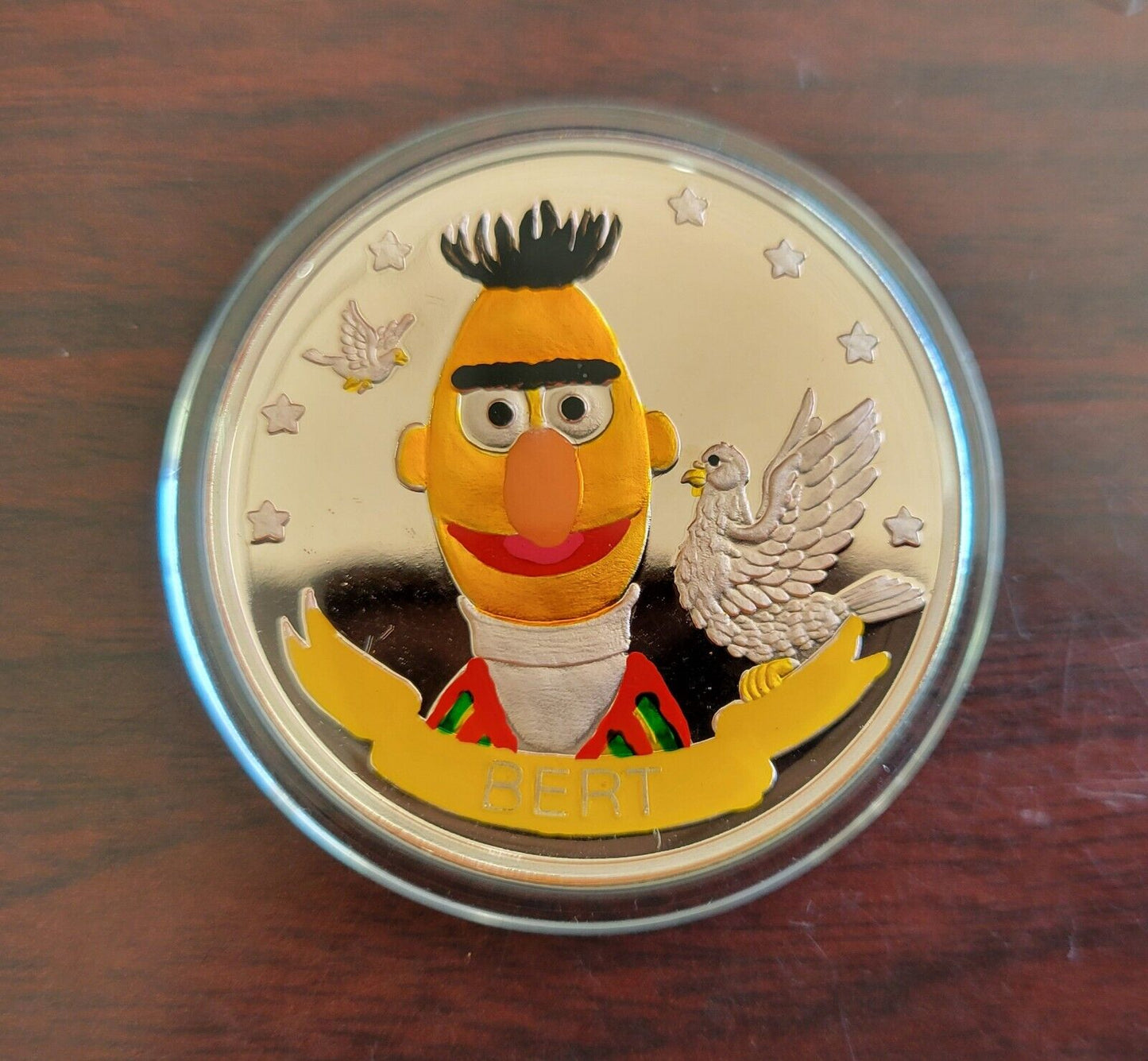 Bert Sesame Street 20th Anniversary Enameled 1oz.Silver Round .999 Fine