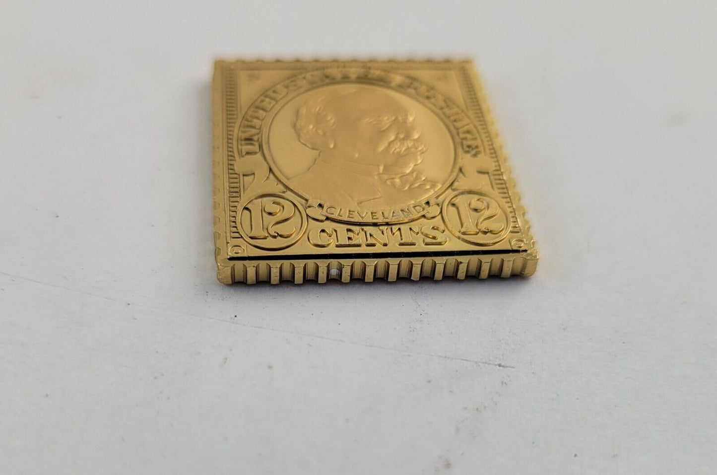 USPS United We Stand .999 Fine Silver Gold Plated Stamp Grover Cleavland .35oz.