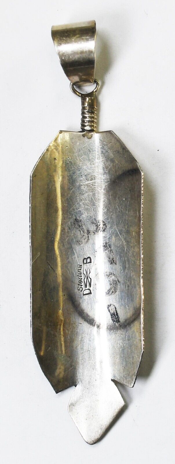 Sterling Silver DB Feather Pendant 23mm Pendant 3.5"