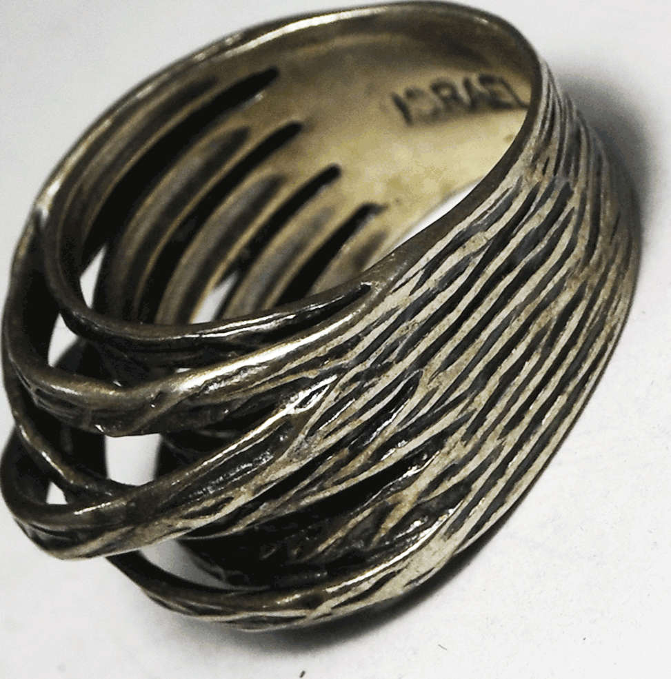 Or Paz Sterling Silver 9 Band Intersecting Bark Vine Ring 15mm Size 7