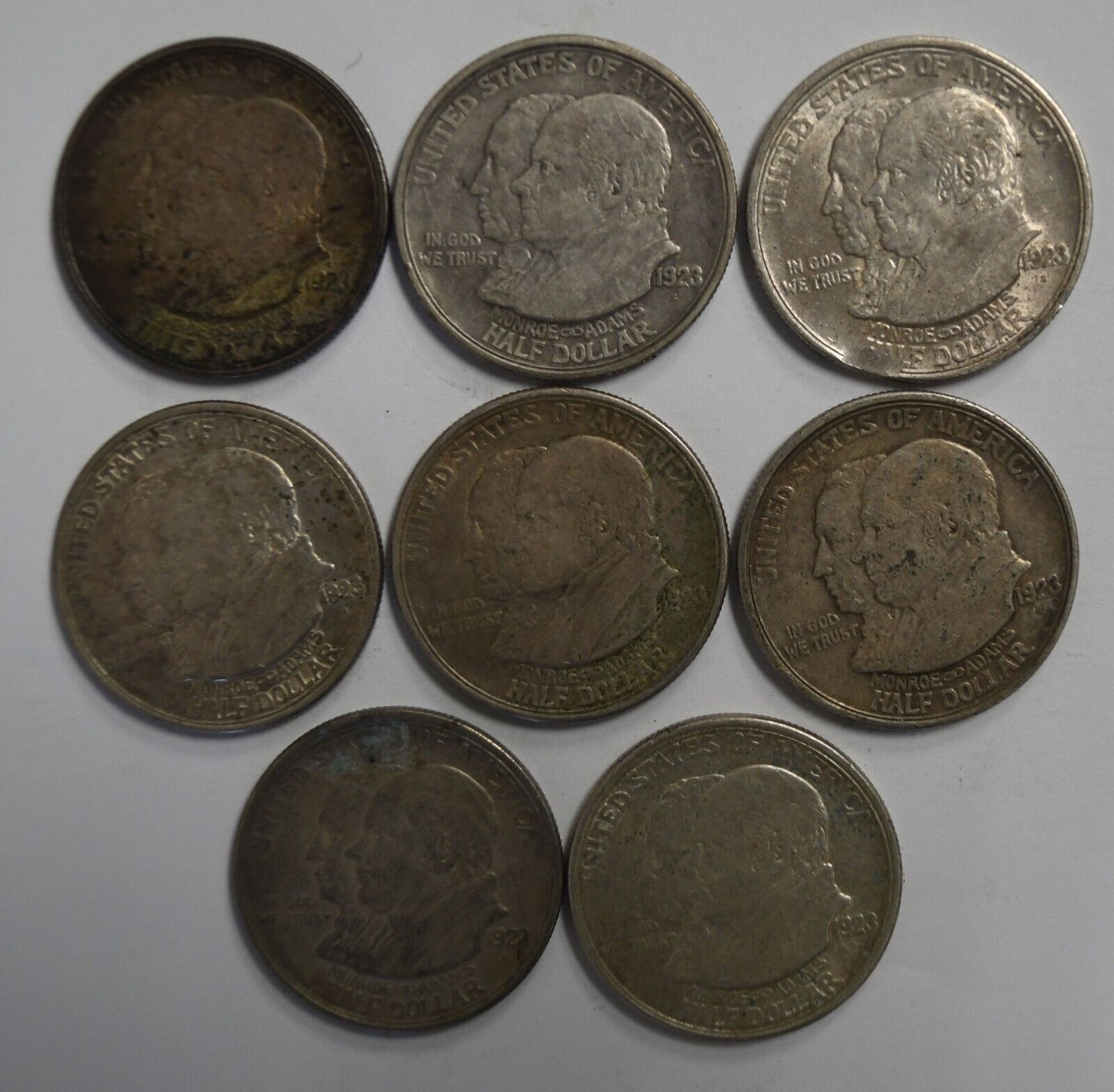 8pc 1923 S Monroe Doctrine Half Dollar 50c Commemorative Silver Coins