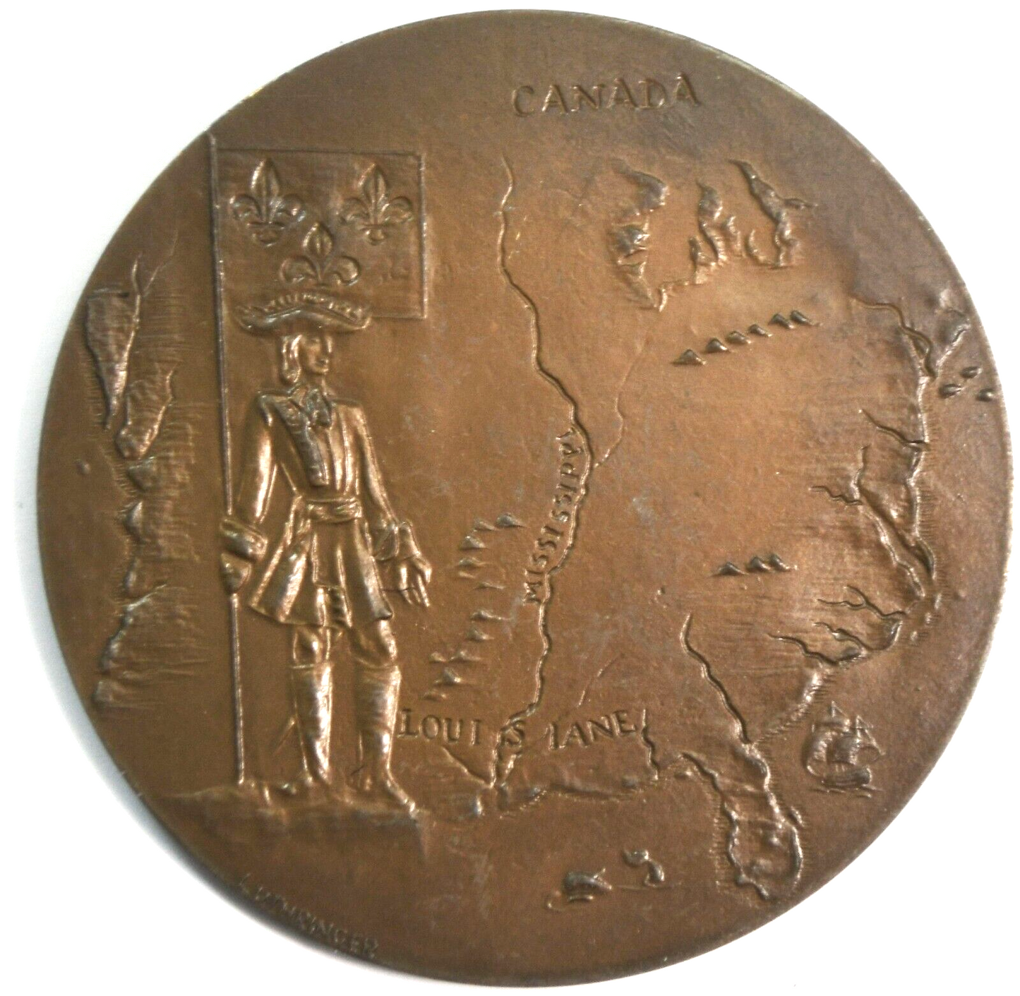 1982 Cavelier De La Salle 300th Anniversary Louisiana 72mm Bronze Luthringer