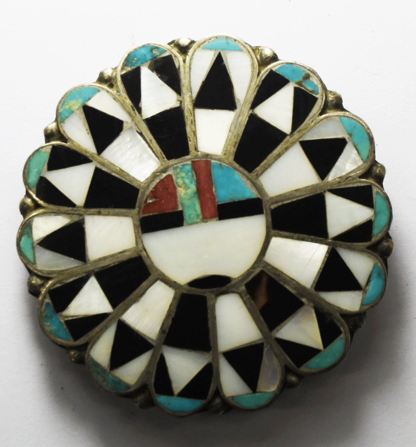Sterling Silver Round Kachina Sun Face Belt 2-1/4" Buckle 38mm Belt