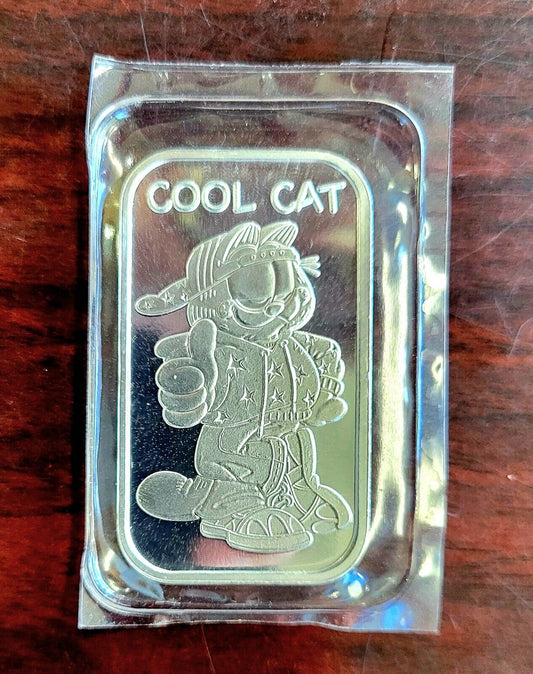 Garfield Cool Cat .999 Fine Silver 1 oz. Bar Silvertowne Made For Paws Sealed
