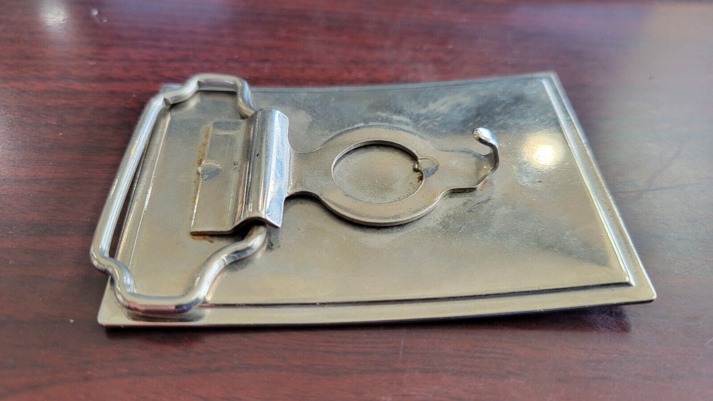 Vintage Motorcycle Belt Buckle Copper Inserted In Stainless Steel 3 1/4"x 2 1/4"