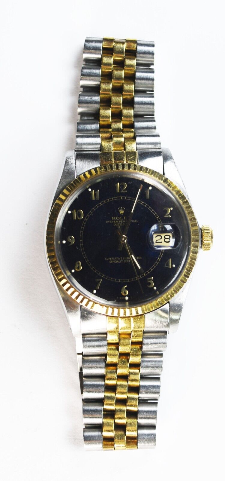 1984 Men's Rolex Datejust 16013 Black Dial 3035 36mm Stainless & 18k Wristwatch