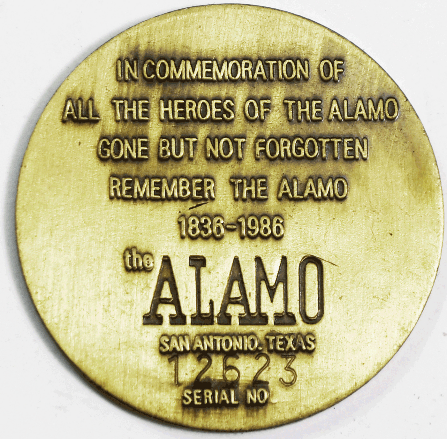 1985 Remember the Alamo Texas Commemorative 38mm Medal 12623