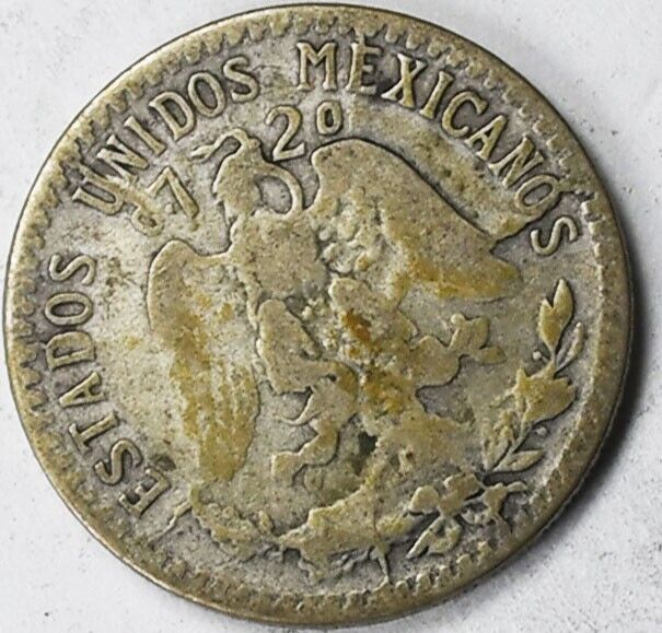 1926 Mexico Estados Unidos Mexicanos 20 Twenty Centavos Silver Coin KM# 438
