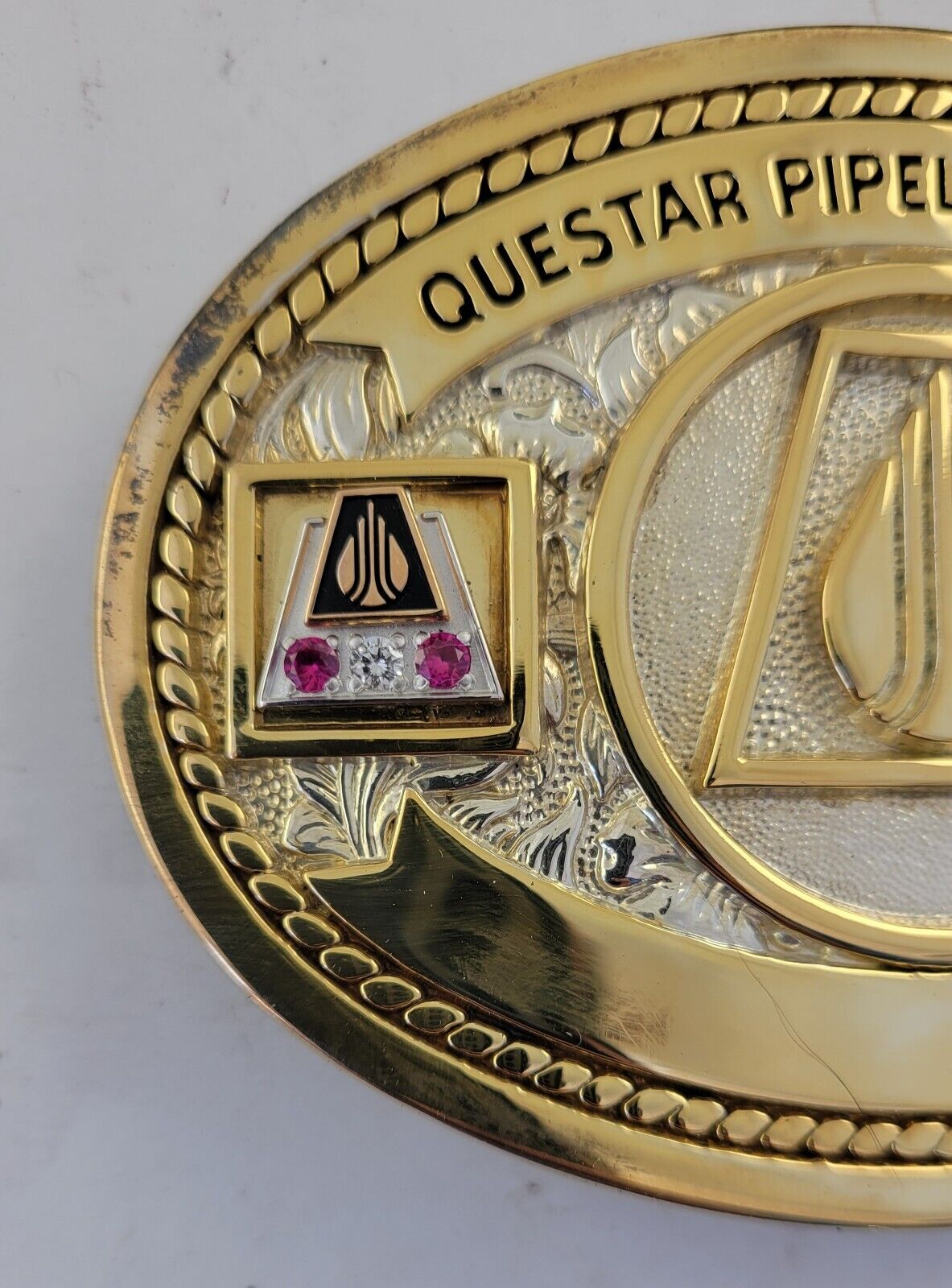 Vintage Questar Pipeline Mountain Fuel 10 Year Award Belt Buckle Boxed