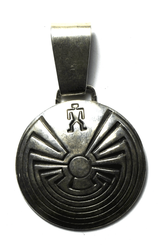 Sterling Silver I'itoi Man in the Maze Pendant 51mm x 31mm