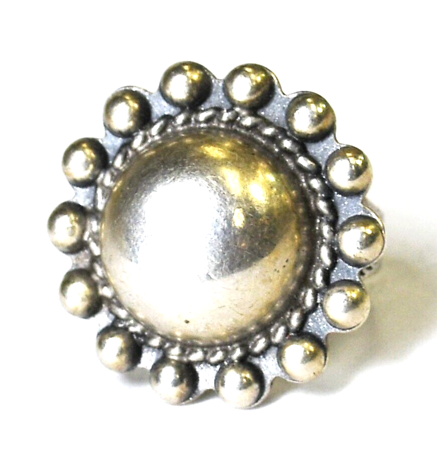 Vintage Sterling Round Dot Halo Arrow Band Flower Ring 22mm Size 5