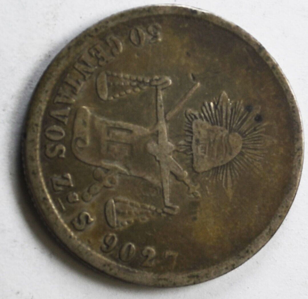 1878 Zs Mexico Second Republic 50 Centavos Silver Coin  KM# 407.8