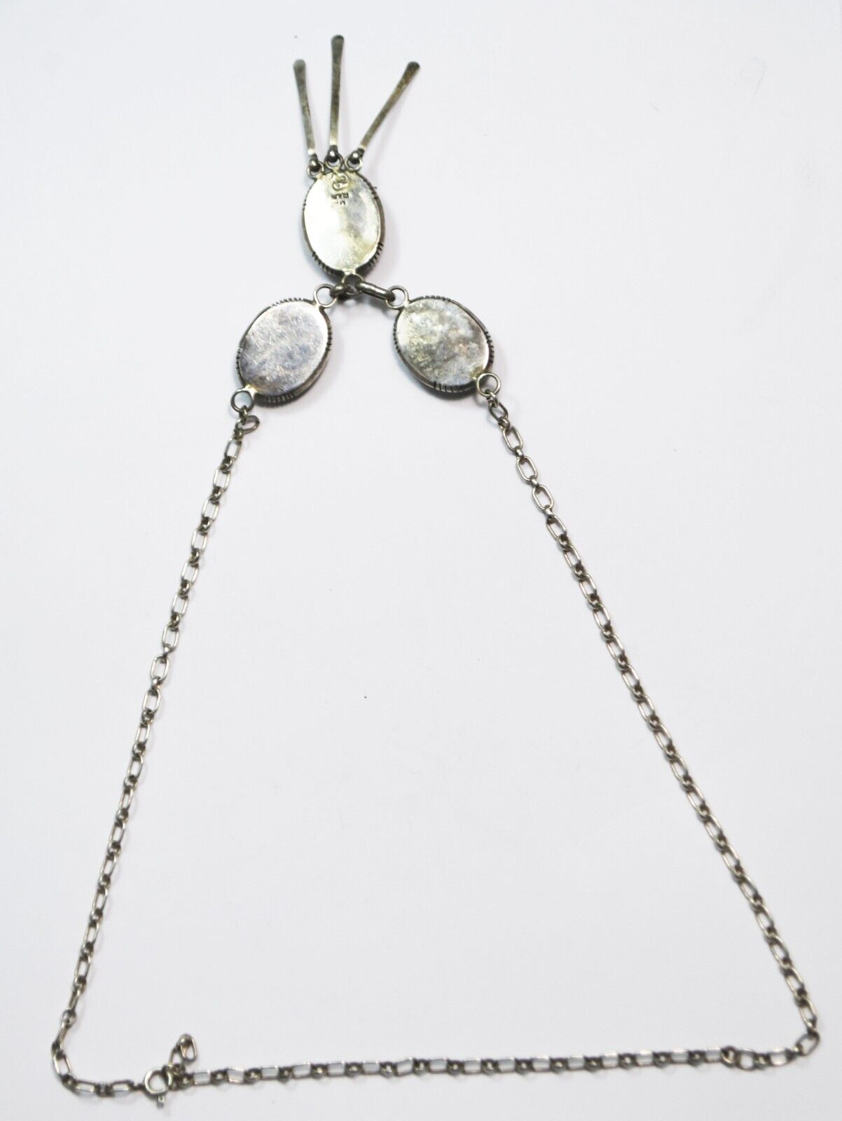 Sterling Maria Platero Triple Onyx 23.5" Necklace 15-3/4" 44g 2.5" Pendant