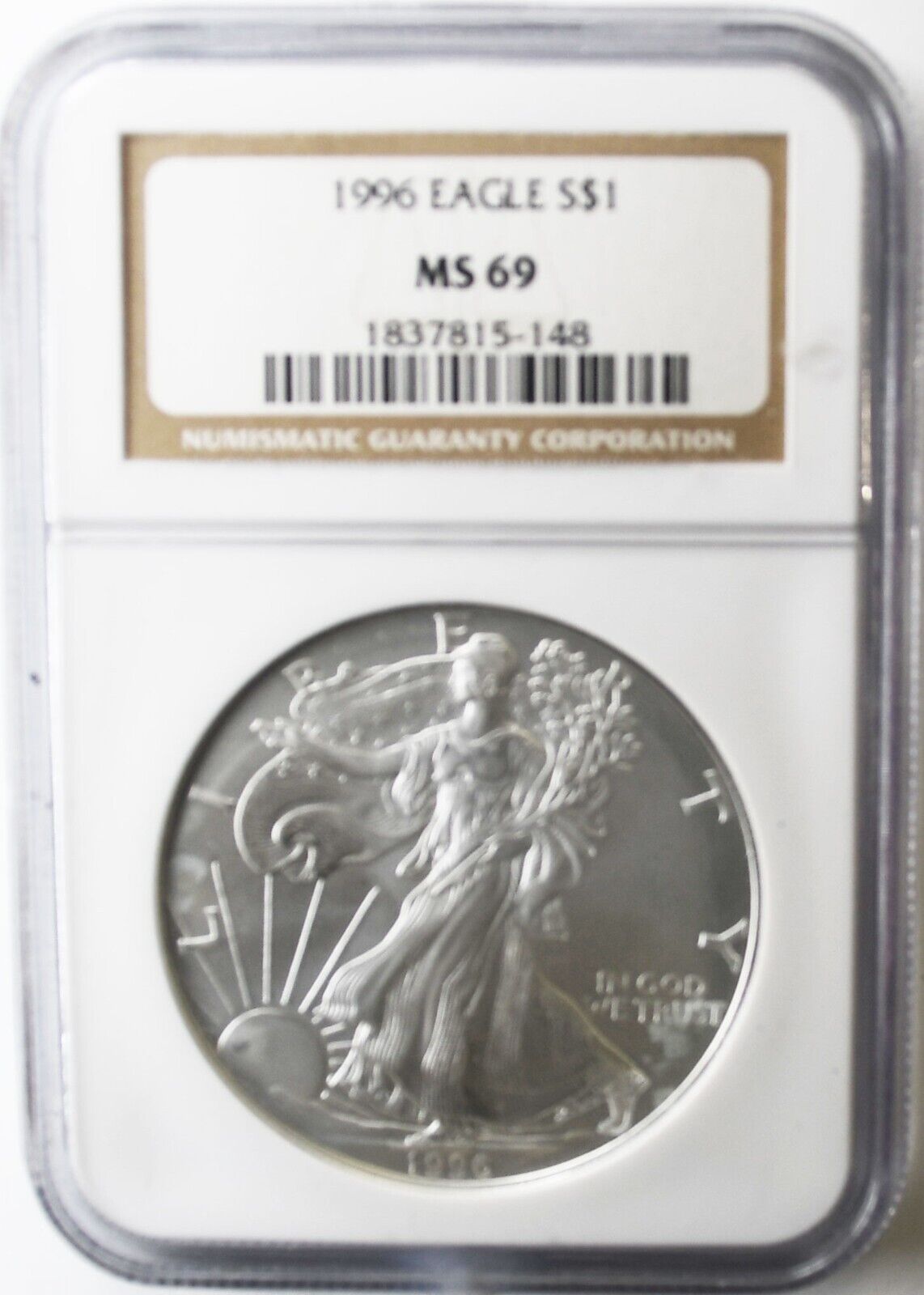 1996 American Silver Eagle $1 NGC MS69 .999 Fine 1oz. Gem Uncirculated