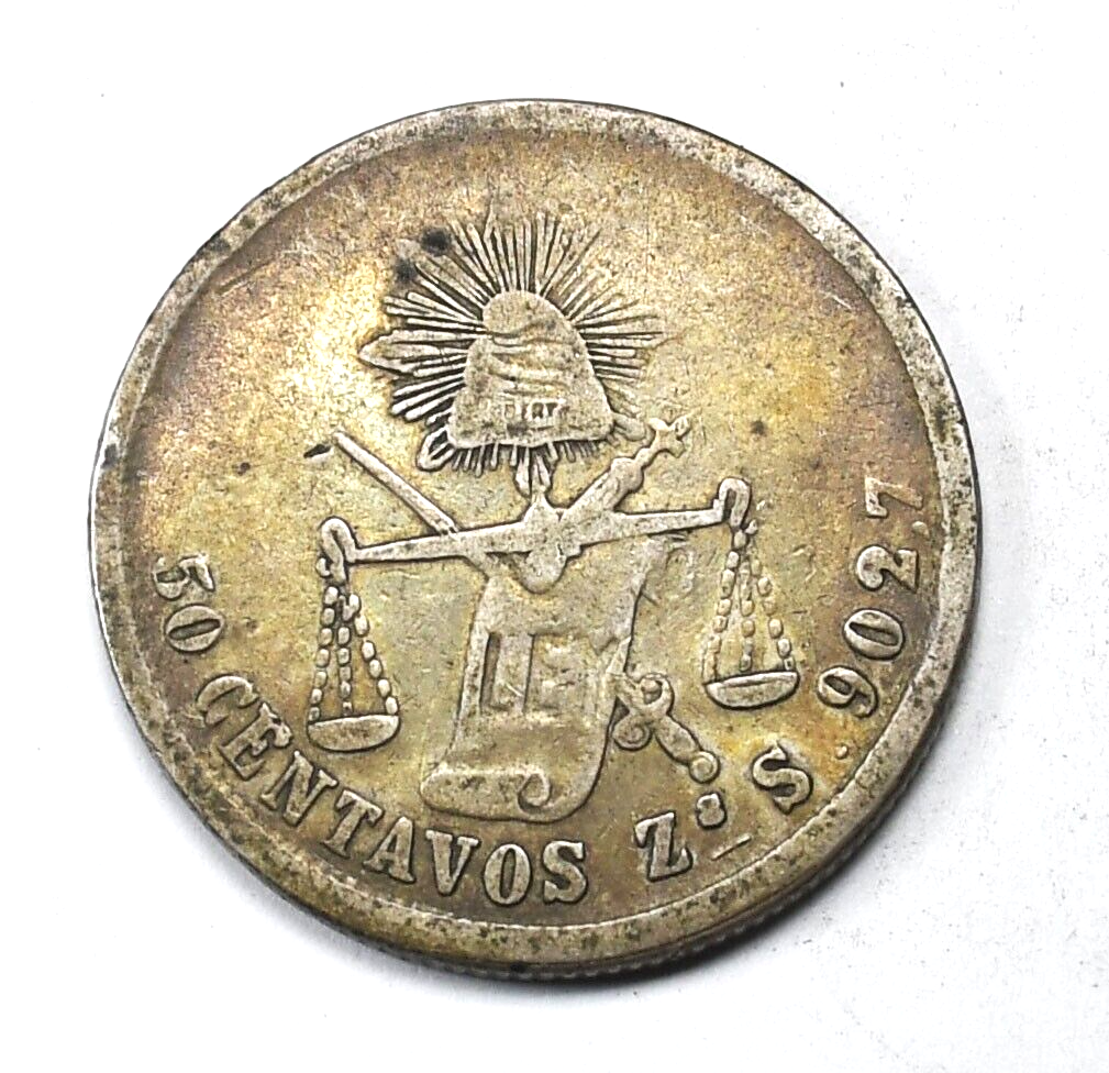 1878 Zs Mexico Second Republic 50 Centavos Silver Coin  KM# 407.8