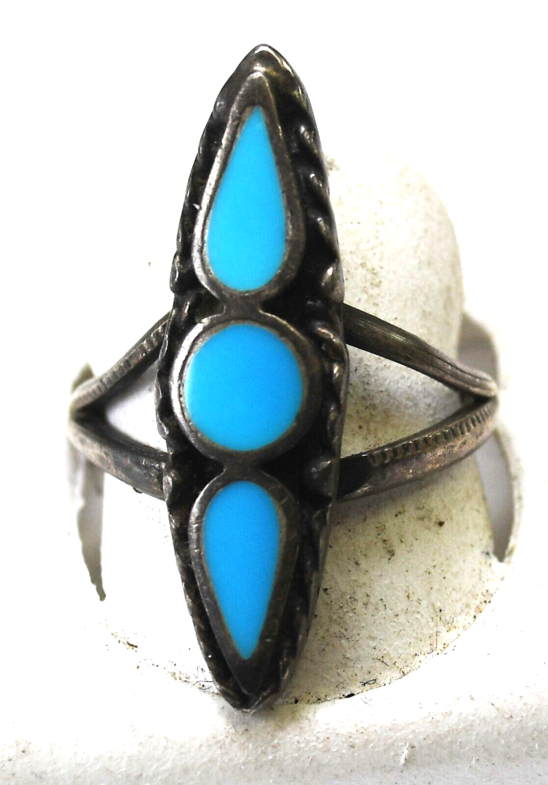 Sterling Silver Princess Turquoise Inlay Ring 29mm Size 8