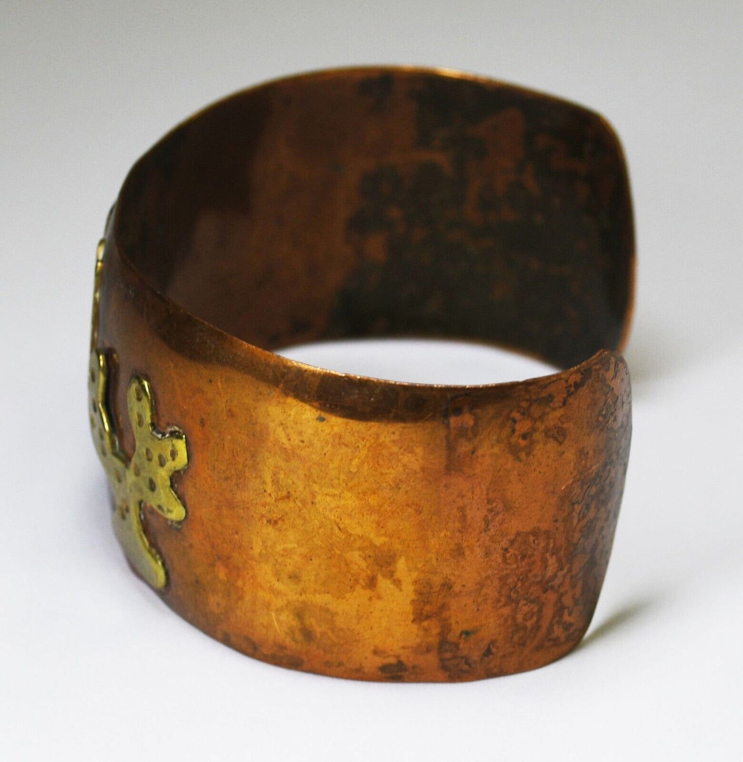 Copper Brass Mexico Mule Donkey MOP Cuff Bracelet 30mm 7" Wrist