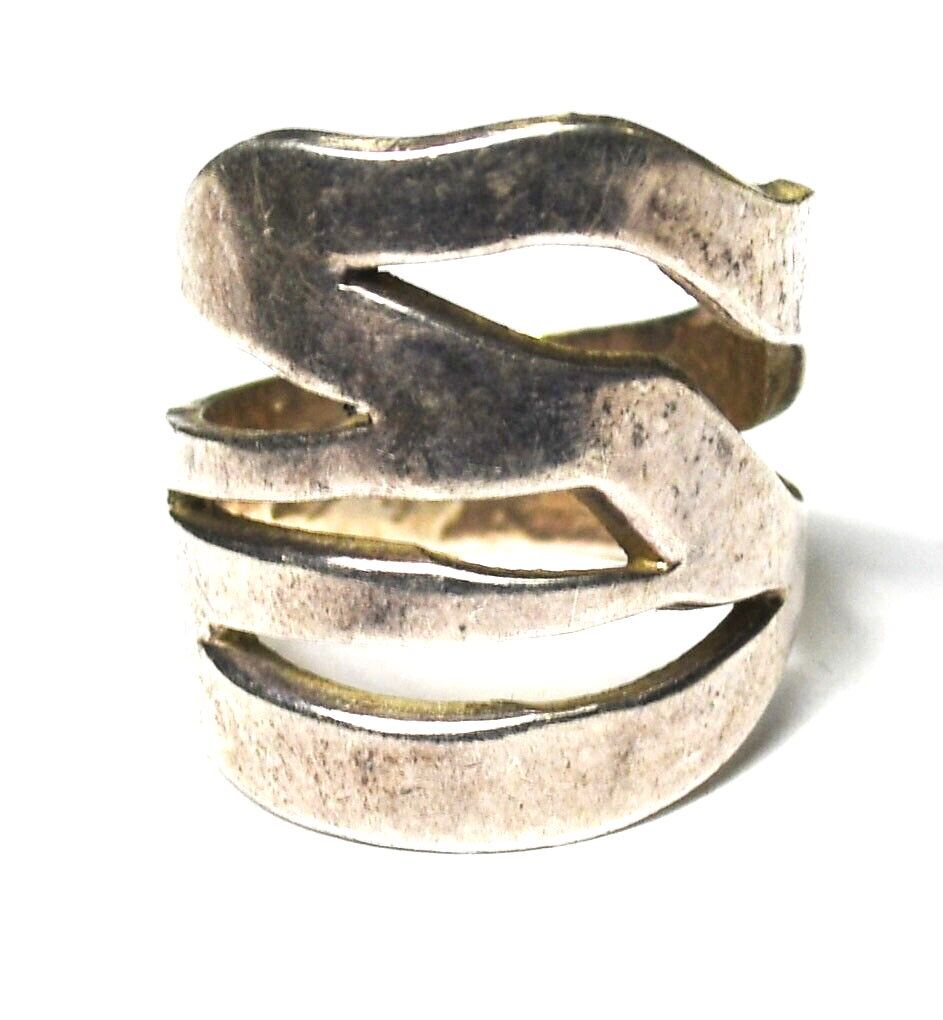 Sterling Silver Filigree Tiger Stripe Band Ring 21mm Size 6