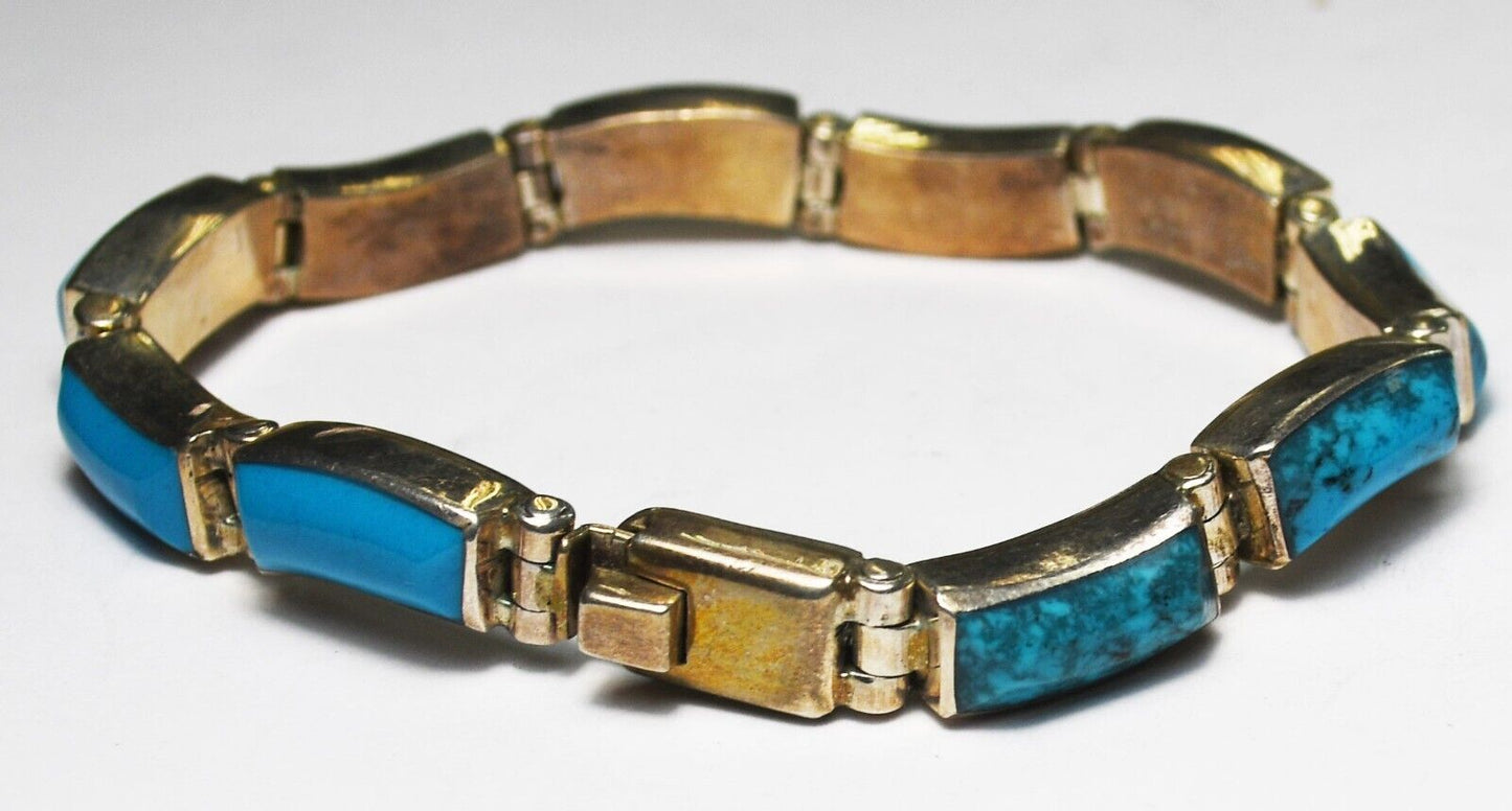 Sterling 950 Silver Turquoise Curve Bracelet 6mm 6.75"