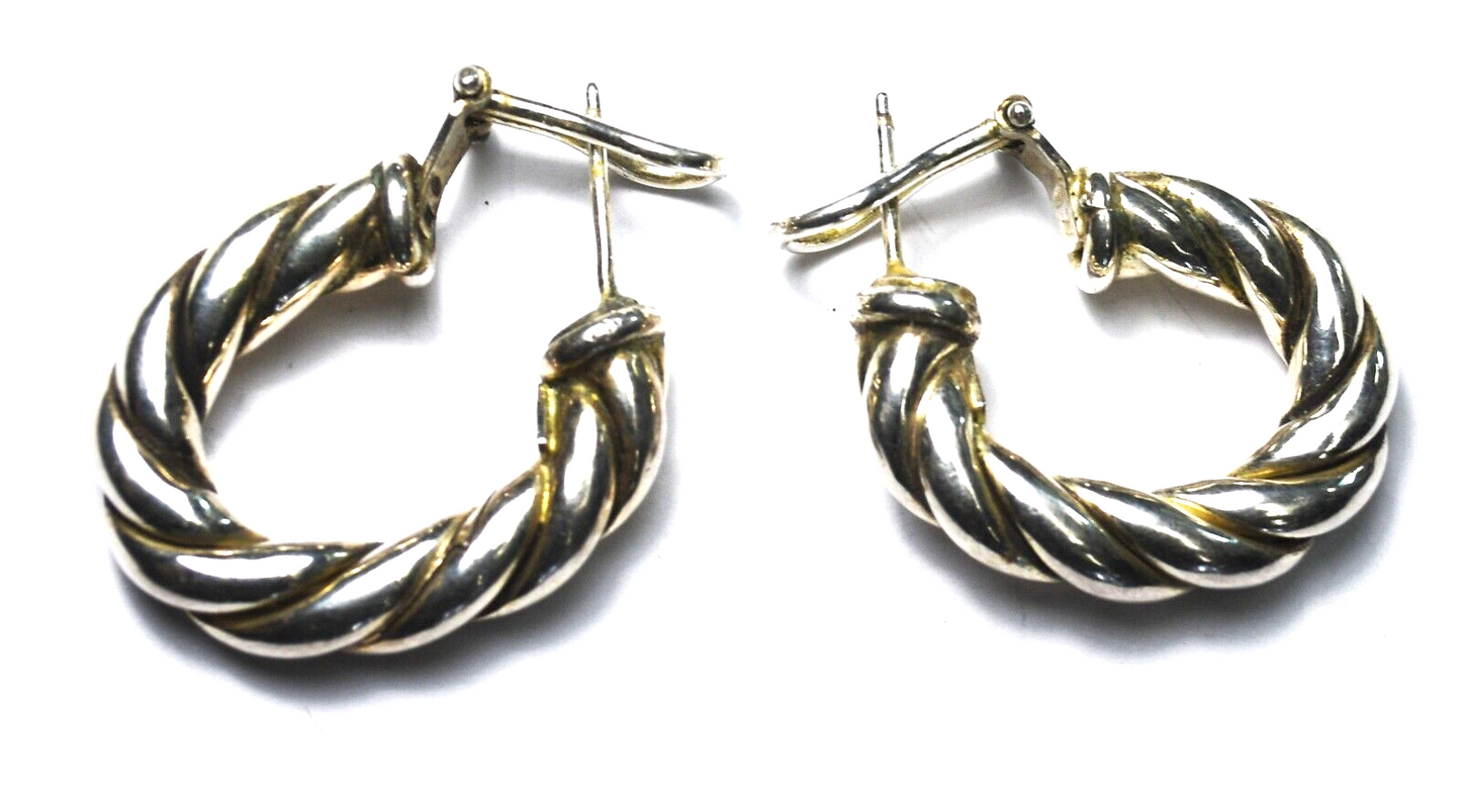 Sterling Silver Vior Italy Twist Cable Hoop Earrings 31mm x 6mm