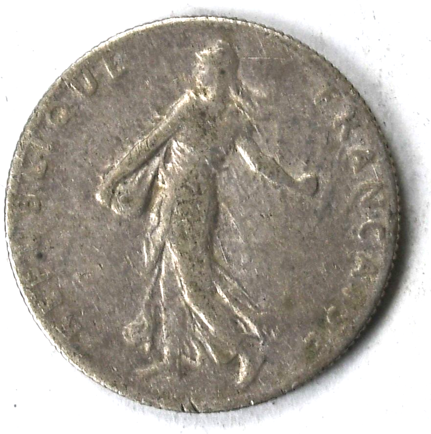 1918 France Silver 50 Centimes Coin KM# 854
