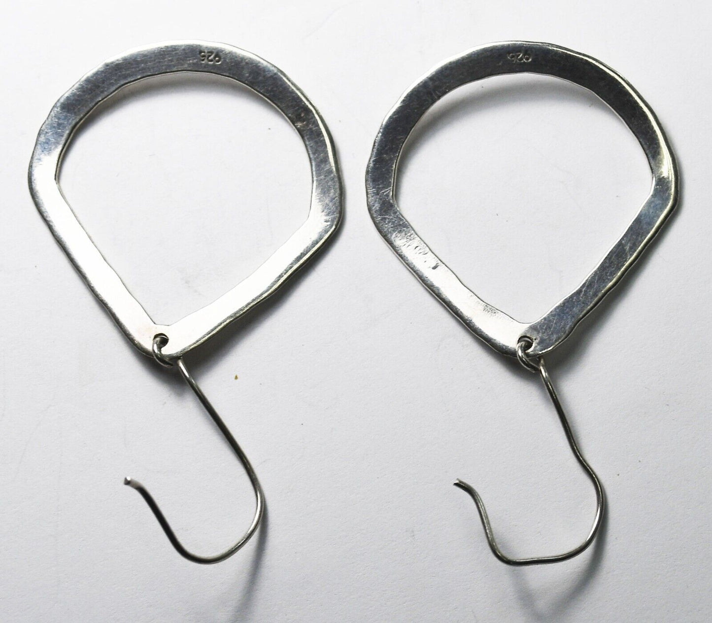 Sterling Silver Hammered Hoop Dangle 62mm x 37mm