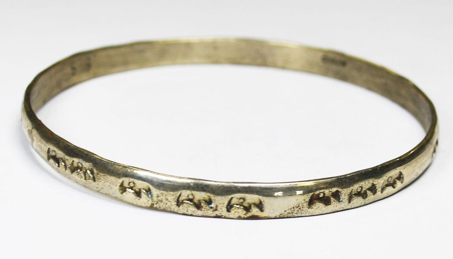 Sterling Silver 3 Bears Bangle Medium Bracelet 5mm