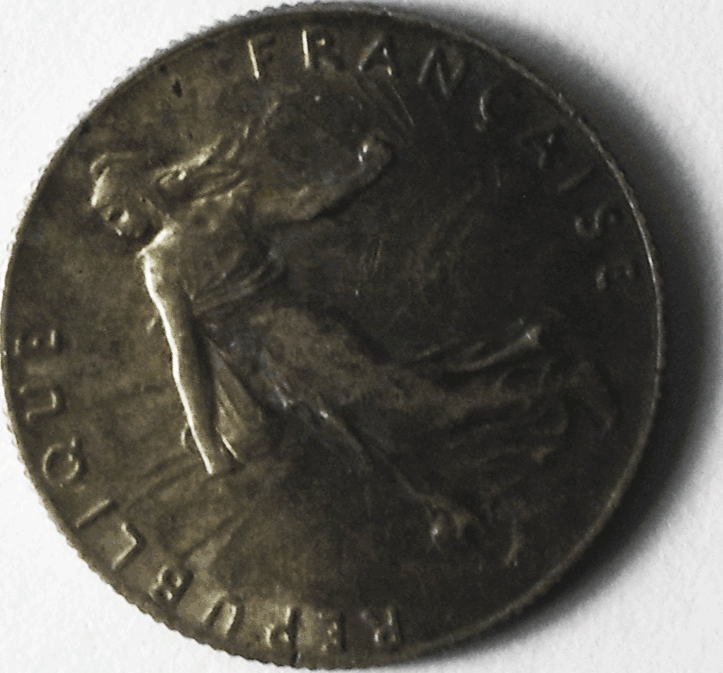 1918 France 50 Centimes Silver Coin KM# 854 1918