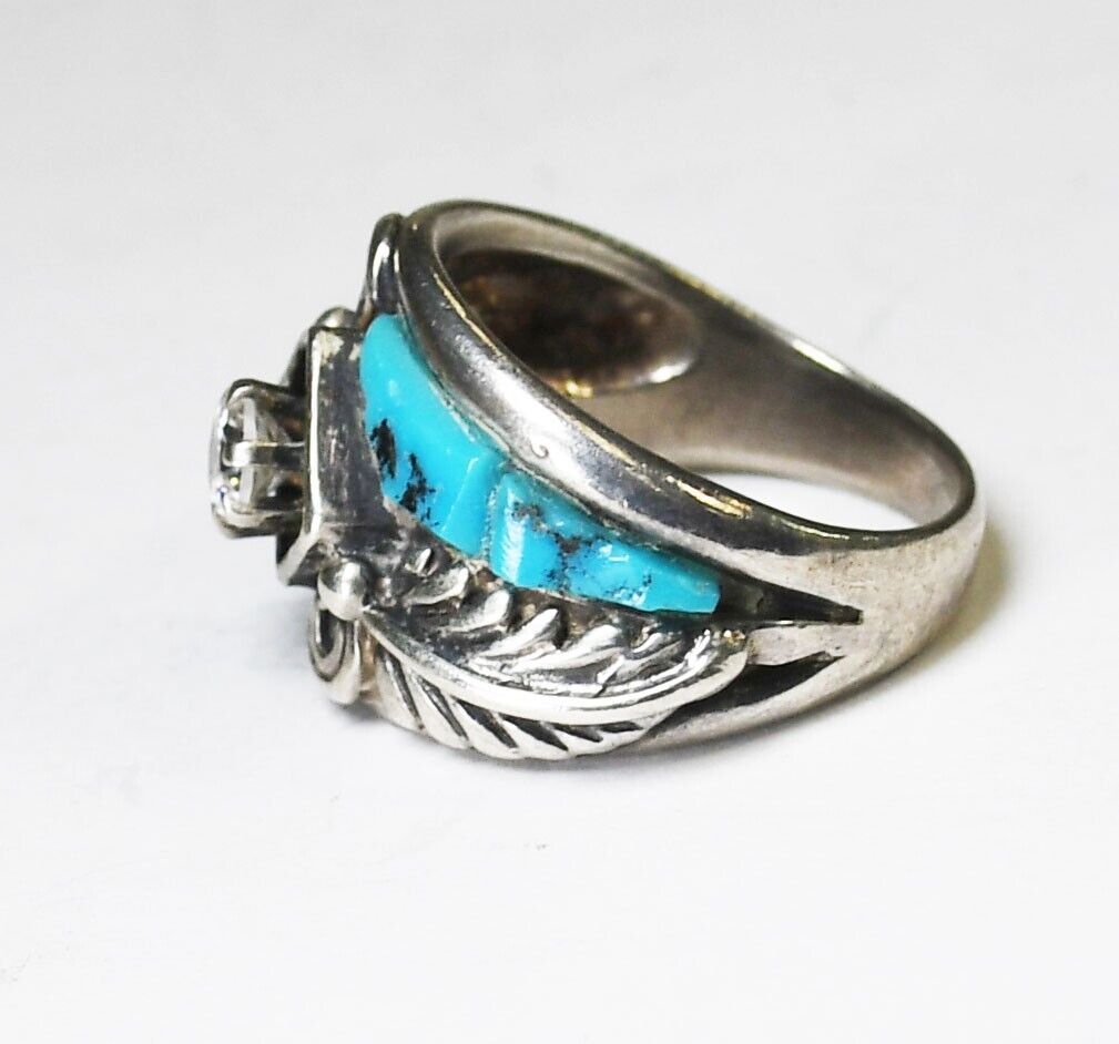 Sterling Silver CW Cheryl Wadsworth Turquoise CZ Ring 14mm Size 5