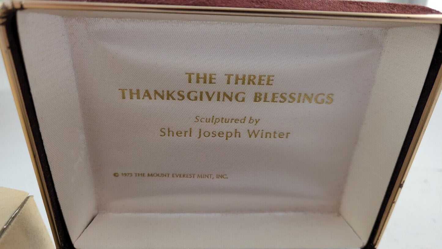 1973 Mount Everest Mint 3oz. Thanksgiving Blessings Silver Set .999 Fine Boxed