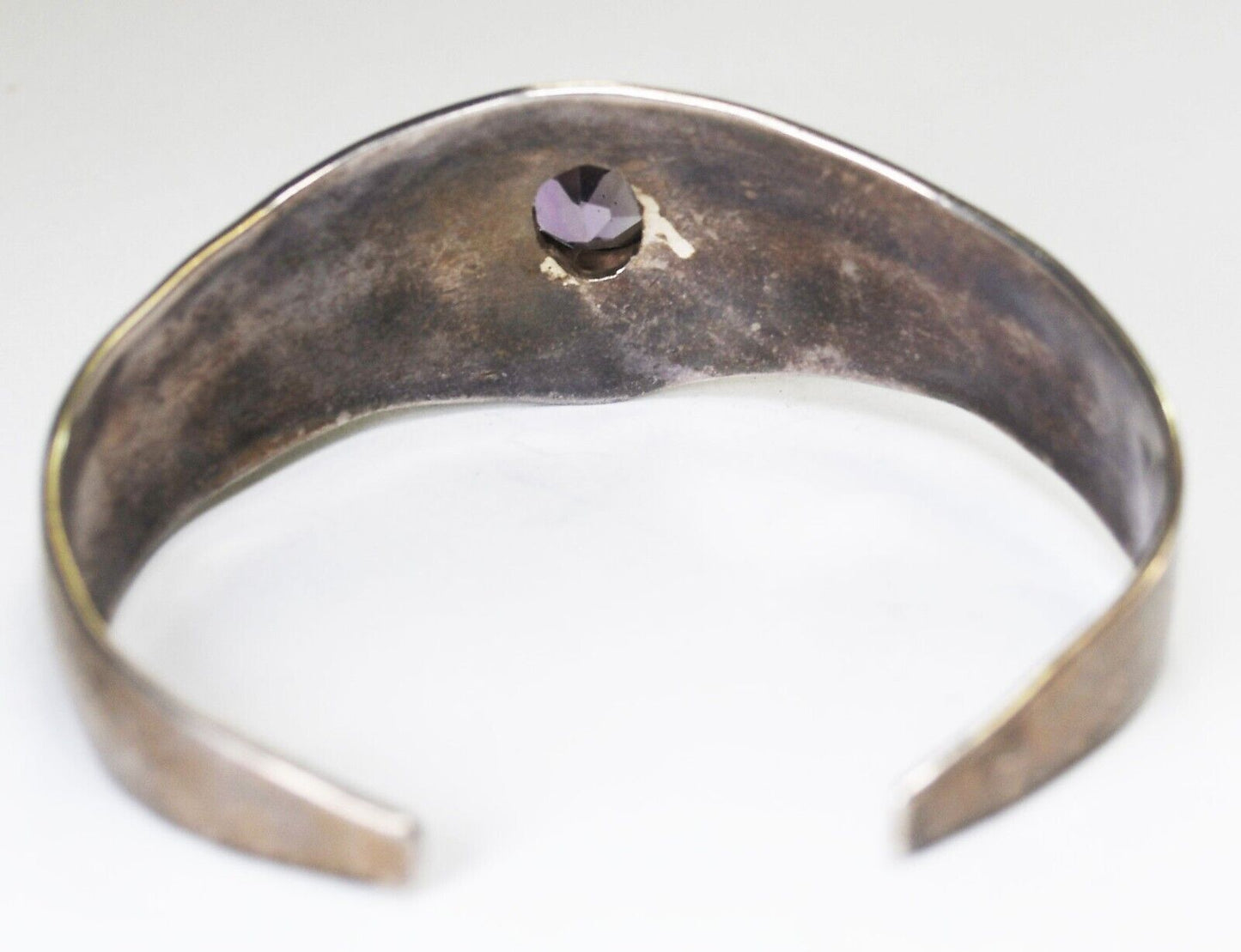 Sterling Silver Purple Amethyst Cuff Bracelet 26mm