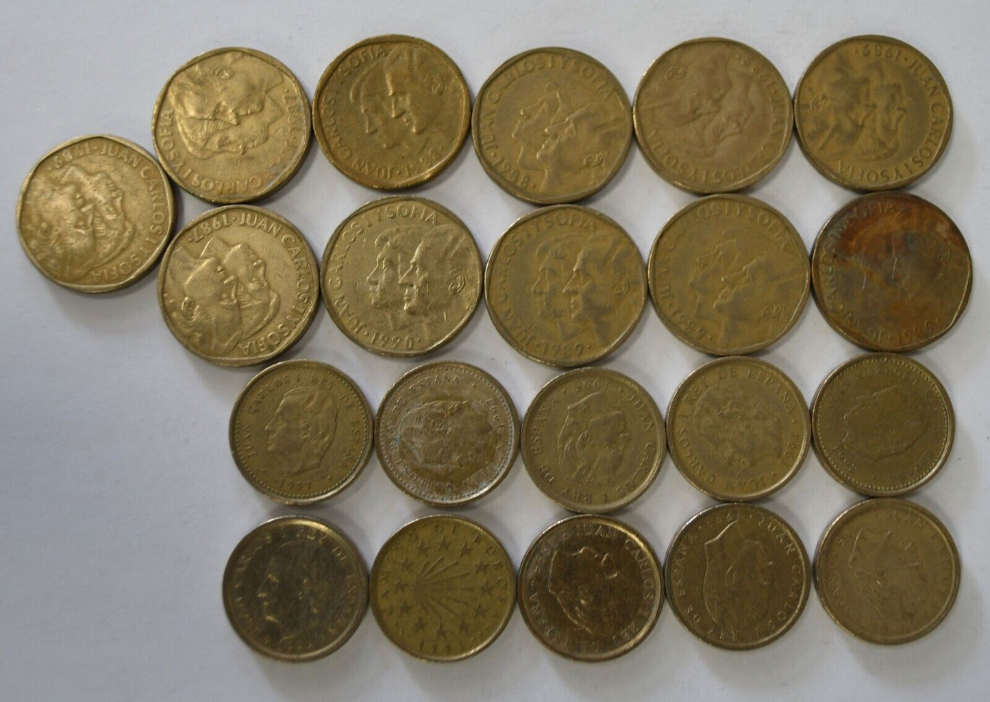 21pc Spain 100 & 500 Pesetas Coins Lot 1987-1998