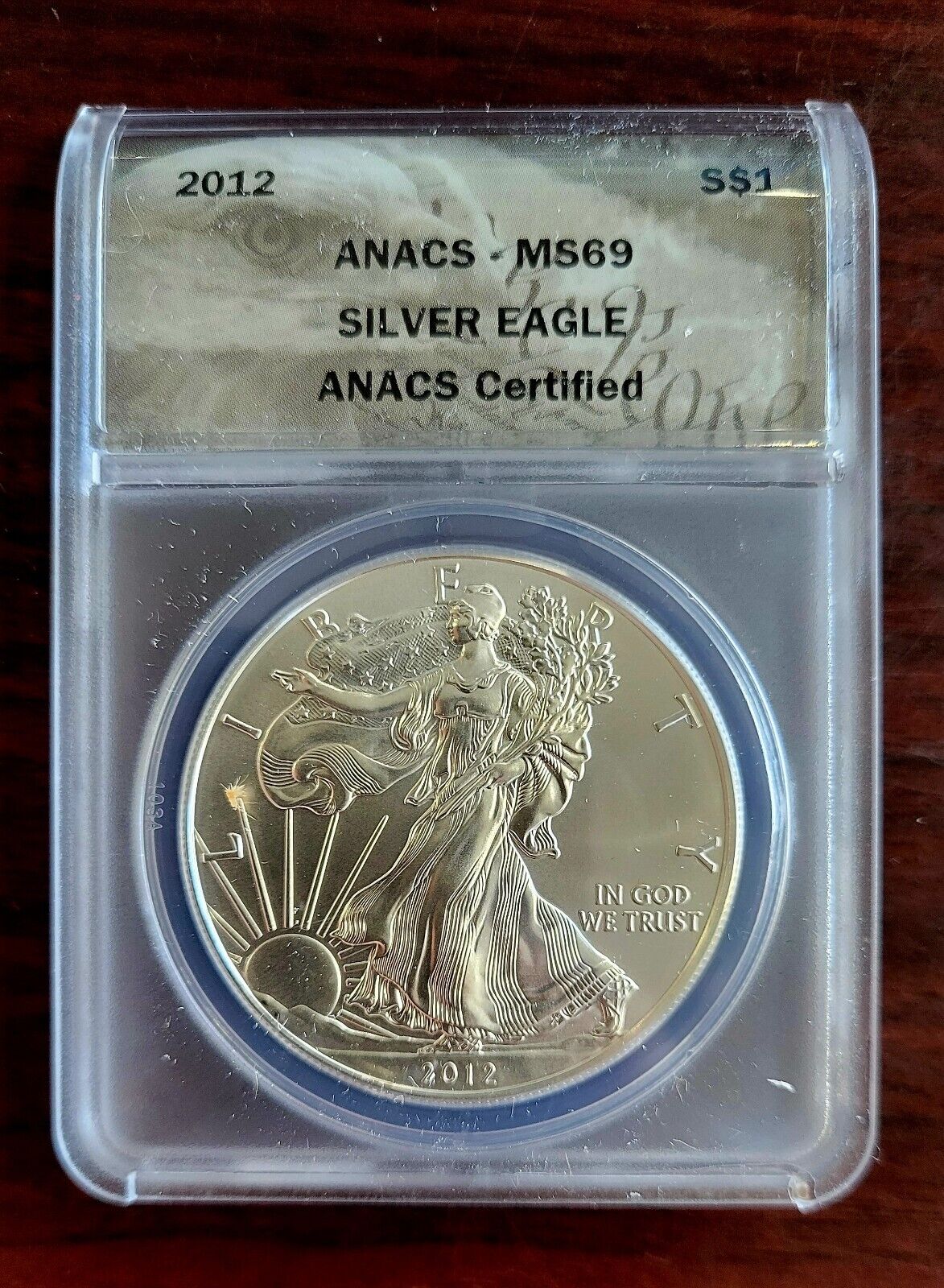 2012 (P) $1 American Silver Eagle ANACS MS69 Silver Dollar .999 Fine Silver 1oz.