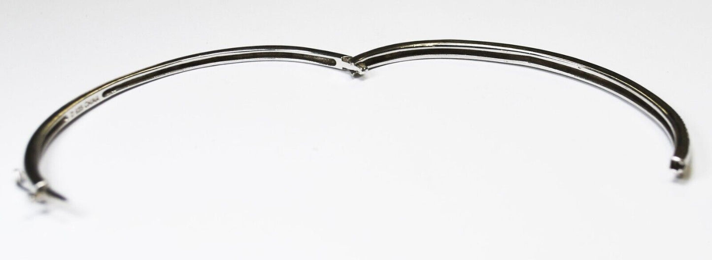 Sterling Silver Diamond Oval Bangle 3mm Bracelet