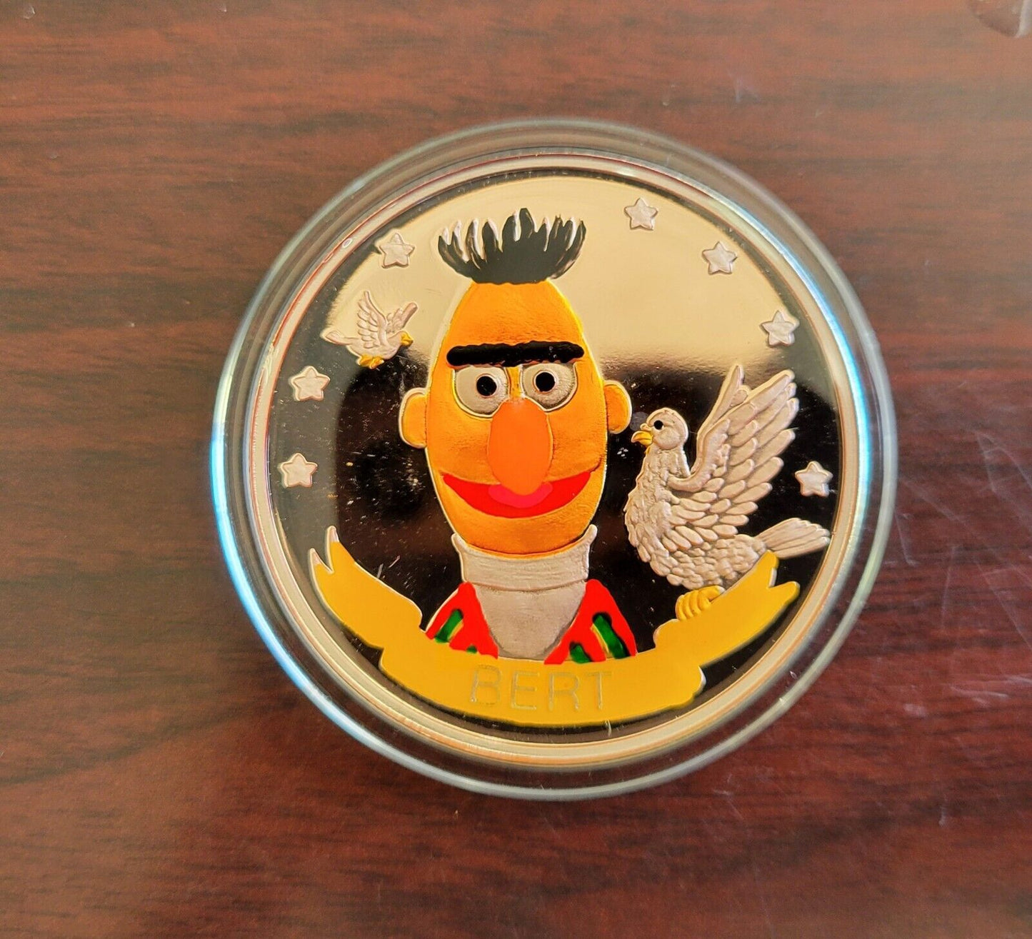 Bert Sesame Street 20th Anniversary Enameled 1oz.Silver Round .999 Fine