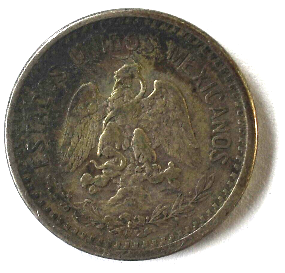 1907 Mexico Estados Unidos Mexicanos 20 Twenty Centavos Silver Coin KM# 435