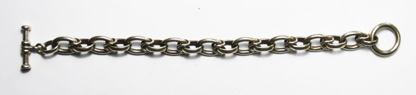 Sterling Silver Oval Link Chain Toggle Bracelet 6mm 8.25"